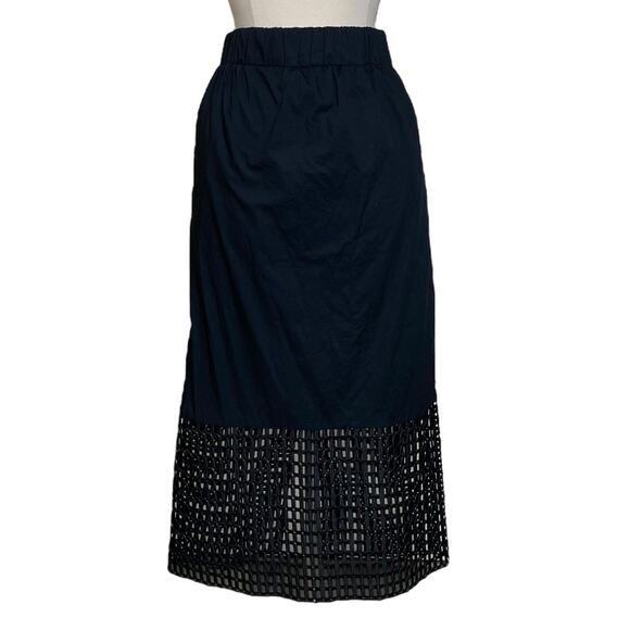 Alpha Studio Black Fishnet Bottom Midi Skirt Women’s Size 46 US XL‎ Minimalist - Picture 1 of 14